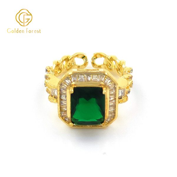 Vintage Green Birthstone Sterling Silver Halo Rings - Image 2