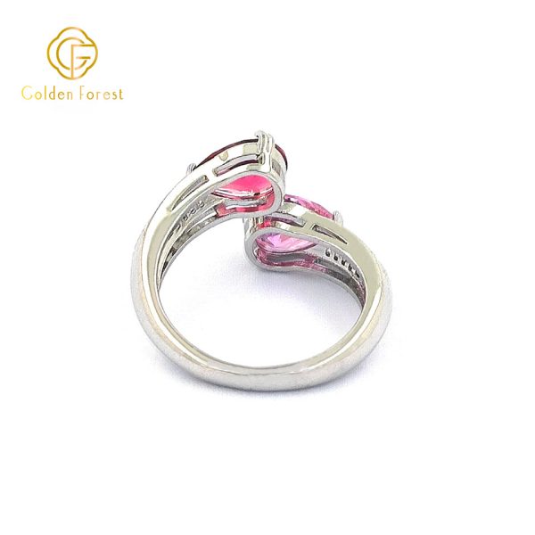 Dual Stone Bypass Silver Rings with Cubic Zirconia - Image 4