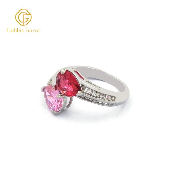 Dual Stone Bypass Silver Rings with Cubic Zirconia - Image 3