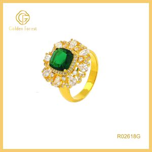 Square Green ​Halo Rings August Birthstone Jewelry  for Women