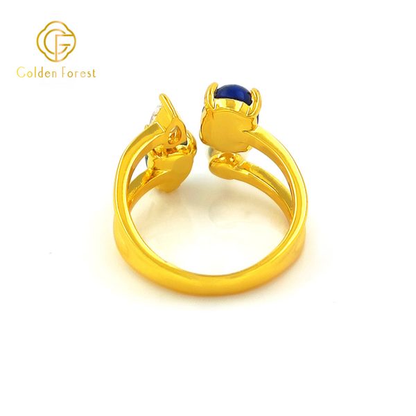 Gold Plated Multicolor Gemstone Pearl Open Rings Ocean Inspired - Image 3