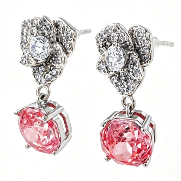 Secret Rose Pink Rose-Cut Studs - Image 4